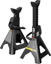 Torin AT43202B 3 Ton (6,000 lb) Steel Jack Stands, Black, 1 Pair