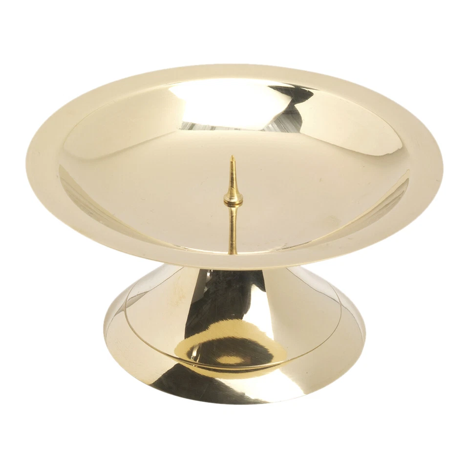 Scheibenleuchter Ø11cm Messing Gold Kerzenleuchter glanz Altarleuchter mit Dorn