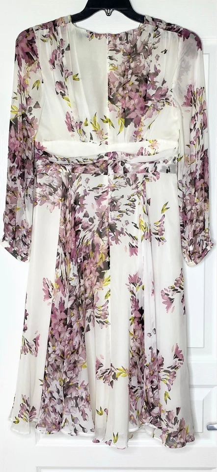 Vestido midi plisado de seda con estampado floral de flores ESCADA 40 = 10 EE. UU. Foto 2 de 4