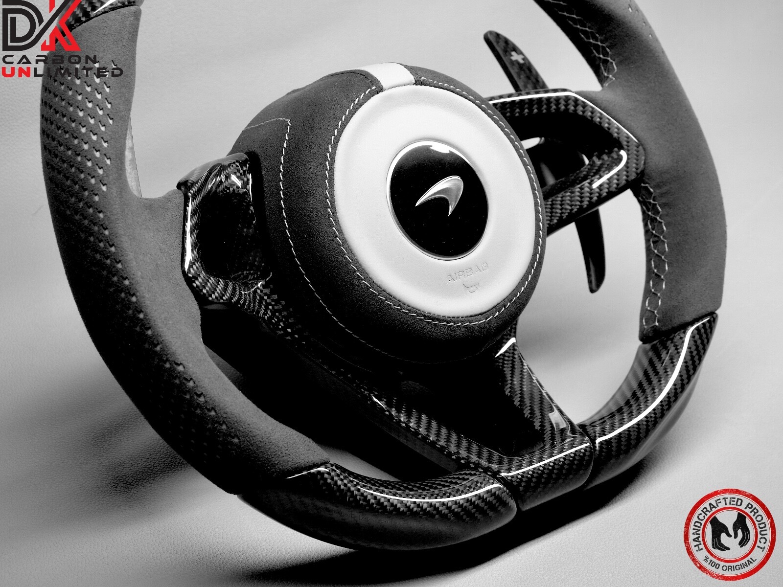 McLaren 675LT 540C 570S 650S 600LT 620R Alcantara Gray Carbon Steering Wheel v2
