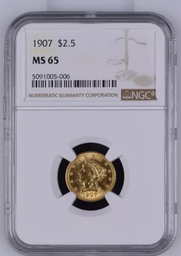 1907 P $2.50 Gold Liberty Head Quarter Eagle NGC MS-65 CAC