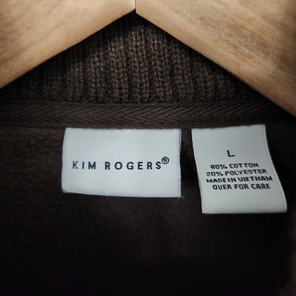 Moletom feminino KIM ROGERS marrom com zíper completo manga longa tamanho G - Imagem 4 de 4
