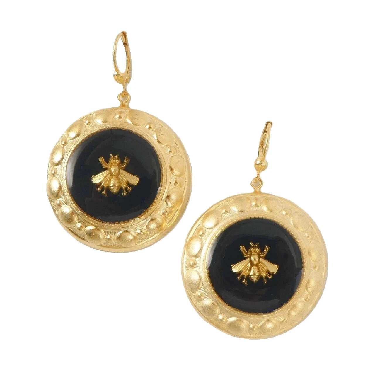 Chapado en Oro Amarillo Pendientes de Moda Negro Animales e insectos