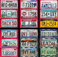 SET OF 3 AMERICAN LICENSE NUMBER PLATES, several sets from which to choose.