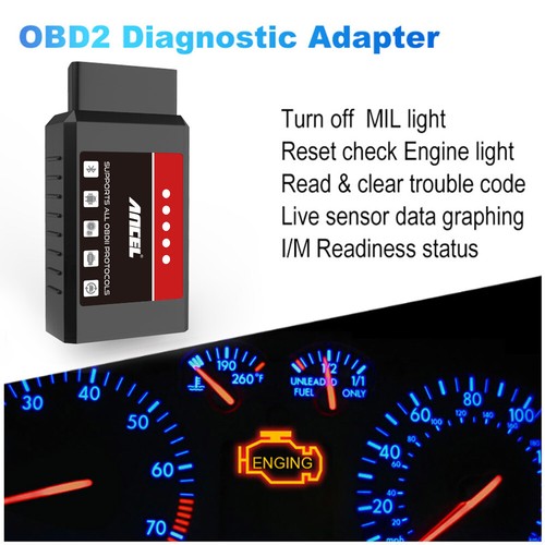 Ancel ELM327 OBD2 Scanner Bluetooth Diagnostic Read Erase Errors Engine System - Picture 3 of 12