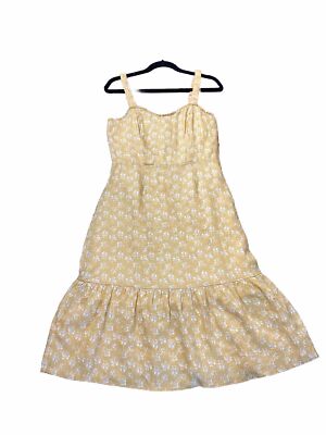 Cynthia Rowley Yellow Floral 100% Linen Fit Flare Ruffle Midi Dress Women Size 6 | eBay Cynthia Rowley Yellow Floral 100% Linen Fit Flare Ruffle Midi Dress Women Size 6 | eBay