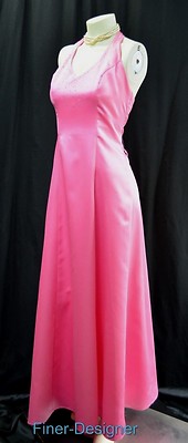 Dave & Johnny Prom Formal Long Dress GOWN shimmer pink satin halter Size 7 8 NEW
