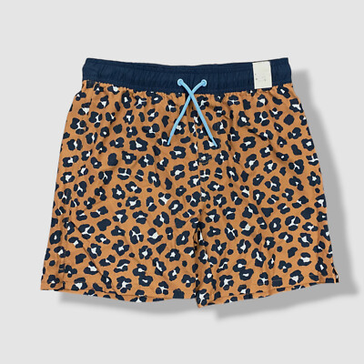 Cotton:On Kids Boy's Brown Animal Benny Board Shorts Swimwear Size