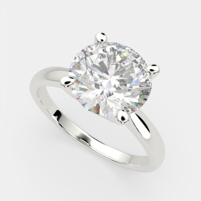 2 Ct Simulated Round Cut Classic Solitaire Engagement Ring 14K White Gold Plated