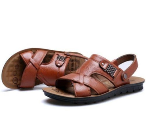Herren Leder Sandalen Freizeit Open Toe Hausschuhe Strandschuhe - Bild 11 von 13