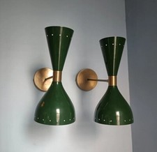 1950's Mid Century Brass Italian Diabolo Wall Sconce Light Fixture Home Decor