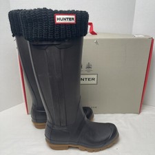 Women's Hunter Original Tall Dark Chocolate Rain Winter Boot Fleece Liner 5F