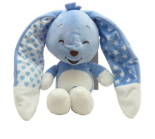 Auchan peluche lapin bleu grandes oreilles velours  34 cm environ 