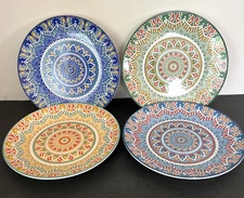 Vancasso Porcelain Mandala Salad / Dessert Plates Colorful Pattern (Set Of 4)
