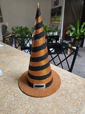 Orange glitter Halloween Witch hat decoration. Spooky, Fancy, Creepy, Cute