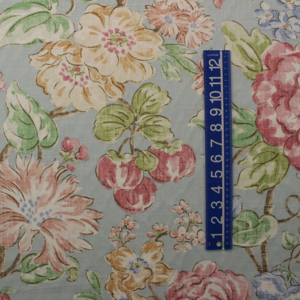BRAEMORE SPRING FLOWERS SKY BLUE ROSE LARGE FLORAL MULTIUSE FABRIC BY YARD 54"W - Image 3 of 4