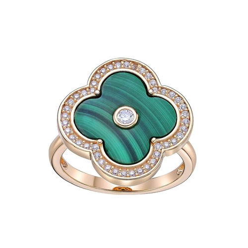 Bottega Veneta Malachite Paste Ring Gold F Sterling Slver 
