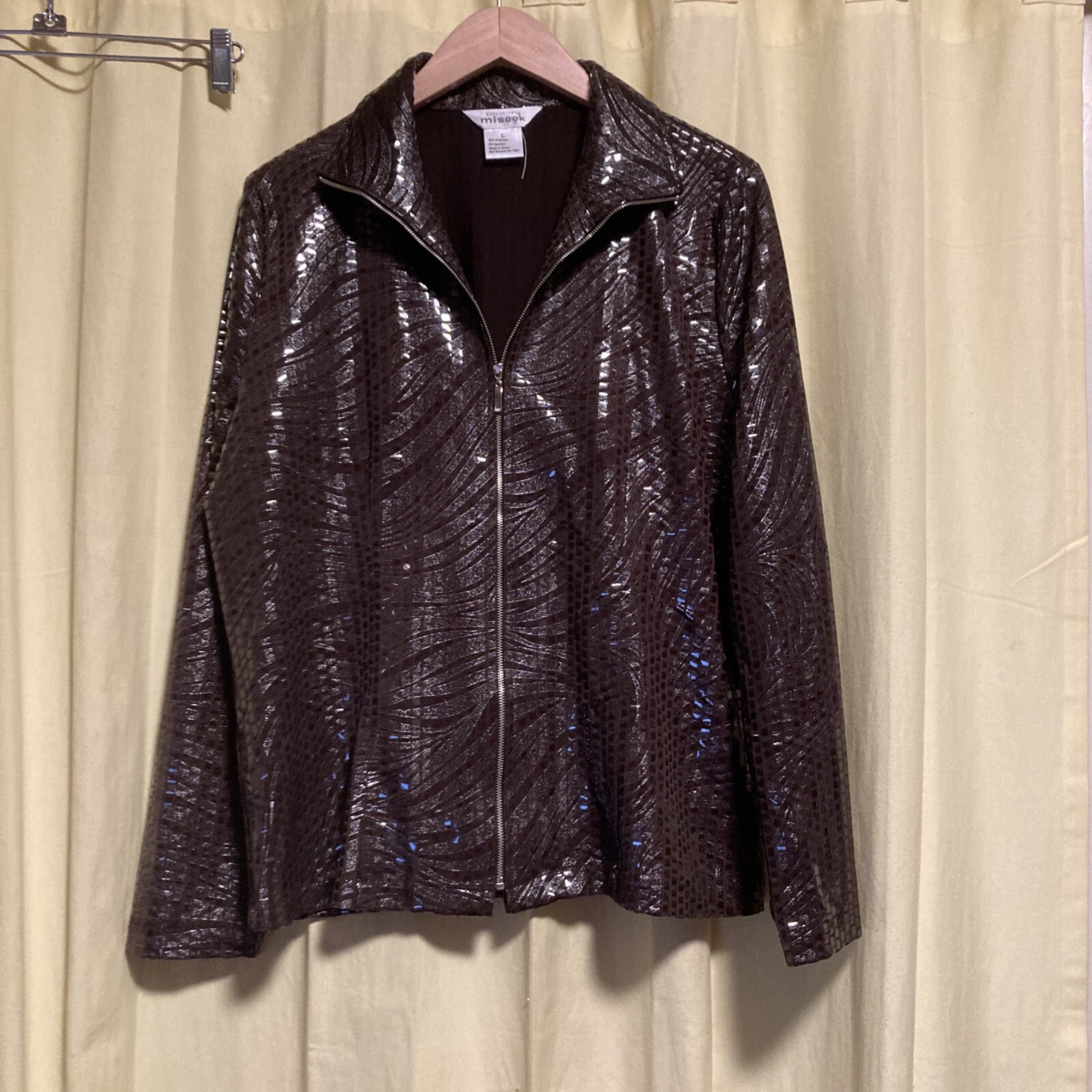 Exclusively Misook Brown Sequin Jacket Zip Front … - image 1