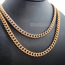 Hip Hop Rose Gold Plated 6mm 24" 30" Miami Cuban Link Chain Fashion Necklace