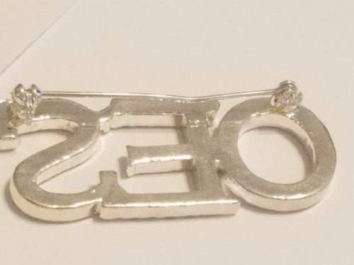 OES - Colored Crystals Large Lapel Pin/Broach - SILVER TONE Eastern Star - Picture 2 of 3