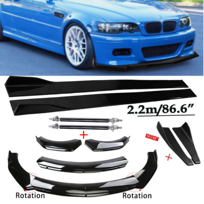 For BMW 3 Series E46 M3 E90 E91 Front Bumper Lip Spoiler Side Skirt Rear Gloss