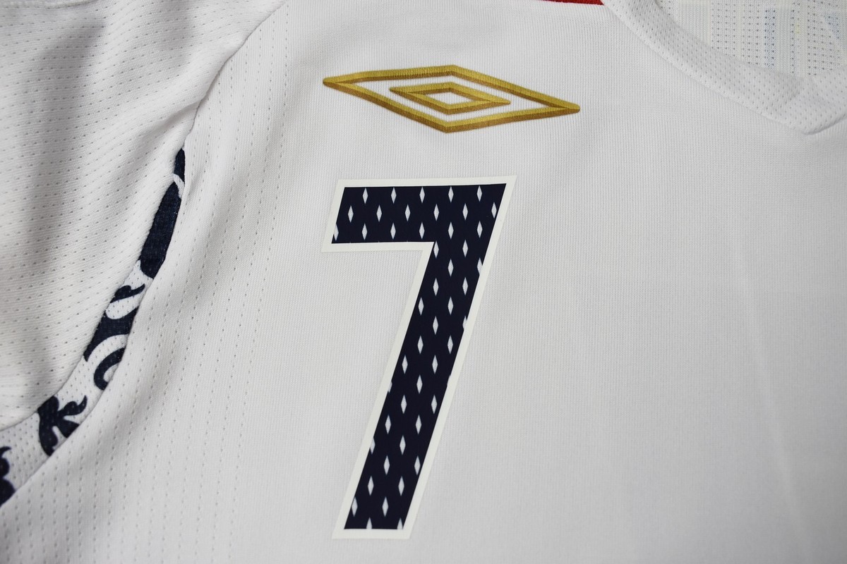2007-09 UMBRO England Home Shirt EURO 2008 BECKHAM 7 SIZE S