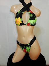 Exotic dancer stripper multicolor two piece bikini dance outfit - dancewear