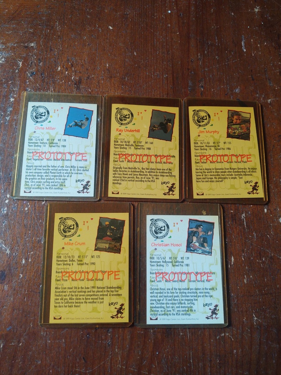 1991 KAYO SKATE SKATEBOARD PROTOTYPE CARD LOT CHRISTIAN 1991 KAYO SKATE SKATEBOARD PROTOTYPE CARD LOT CHRISTIAN