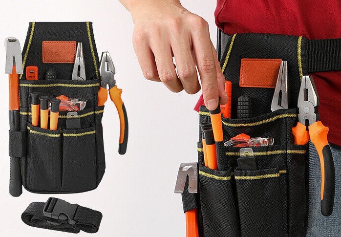 Electrician Tool Belt Pouch with Screwdriver Storage Waist Pocket