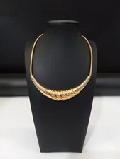 Castlecliff Gold Tone Snake Chain Crescent Textured Design Necklace