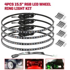 4x 15.5'' RGB Wheel Ring LED Truck Rim Lights Wireless Bluetooth Pickup 4WD UTV