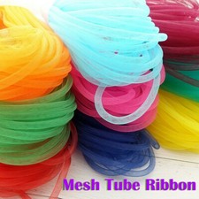 10m Mesh Tube Ribbon Tubing Hair Design Christmas Holiday Wreath Crafts