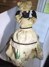 Antique Americana Folk Art  Doll Shelf Sitter/ Toaster Cover Stitched Face 18”