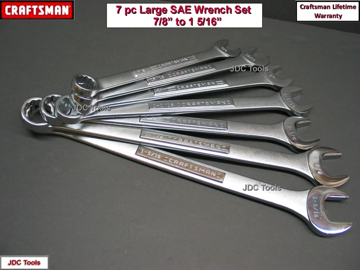 CRAFTSMAN 7 PC Large SAE Combination Wrench Set 12pt 7 8