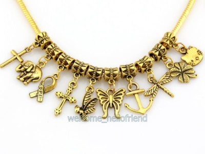 Wholesale Antique Gold Plated Mix Dangle Charm Fit Bracelet