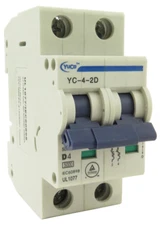 YuCo YC-4-2D Miniature Din Rail Circuit Breaker D-Curve 4-Amp 2P 480VAC 220VDC