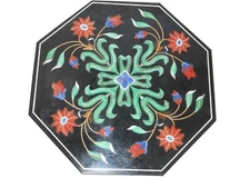 24" Marble inlay coffee semi precious stones Table Top home / garden decor