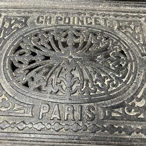 Ancien repose-pied / chaufferrette de coiffeur / barbier en bois et fonte - 第 3/8 張圖片