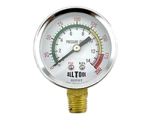 Air Pressure Gauge 2" Dial Side Mount 1/4"NPT - 0 to 200PSI Color Coded
