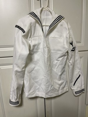 U.S. Navy Size 42 L New Style White Crackerjack Shirt A Lincoln Rocker Patch ￼