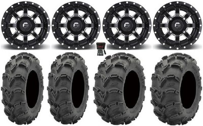 Fuel Maverick Black 14'' Wheels 27'' Mud Lite XL Tires Suzuki KingQuad