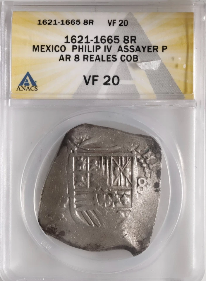 MEXICO, Mexico City, cob 8 reales, Philip IV, assayer P (ca. 1660), ANACS VF 20. - Image 3 of 4