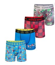 Character Boys 4-Pack Moisture Wicking Comfortable Boxer Brief Sz 4 Super Mario
