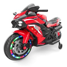 12V Childrens Electric Motorcycle with LED Lights  Two Wheels - Red