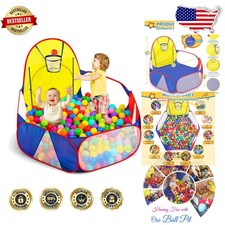 Large Pop Up Kids Ball Pit Tent 4FT Toddler Playhouse Basketball Hoop Safe