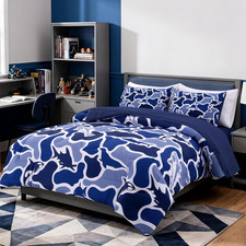 Twin Camo Bedding Set 5 Piece for Boys, Ocean Camo Comforter Set with Shark Wh