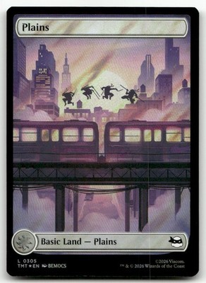 Plains (0305) (Surge Foil) #305 (NM) Teenage Mutant Ninja Turtles TMT Magic MTG