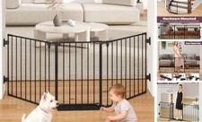 78" Extra Wide Baby Gate, Dog Gates Indoor for Doorways Stairs, 78" Wide Black