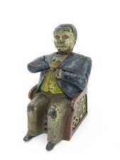 Cast Iron Mechanical Bank J E Stevens "Fat Little Man or Hall Boss" Tammany Bank