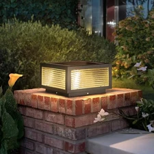 Solar Outdoor Post Cap Light, Stainless Steel IP65 Waterproof Pillar Light 7....